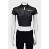 Black sports top with zipper