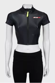 Black sports top with zipper