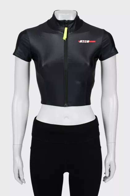 Black sports top with zipper
