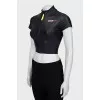 Black sports top with zipper