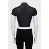 Black sports top with zipper