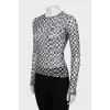 Mesh long sleeve in check print