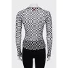 Mesh long sleeve in check print