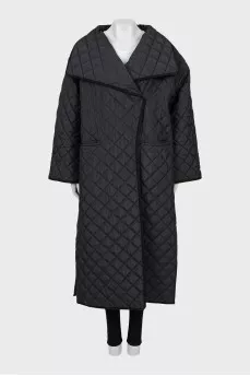 Oversized quilted jacket with slits