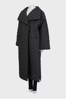 Oversized quilted jacket with slits