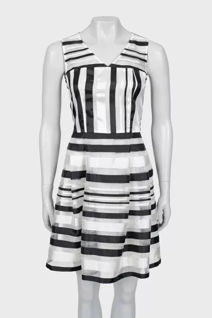 Black and white striped dress