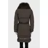 Fitted down jacket with removable fur