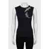 Black T-shirt with rhinestones