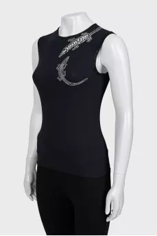 Black T-shirt with rhinestones