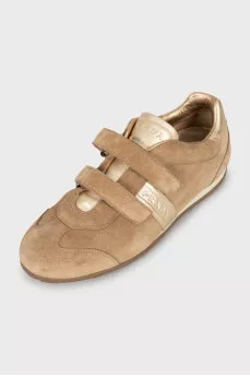 Suede sneakers with signature logo