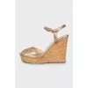 Gold high wedge sandals