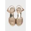 Gold high wedge sandals