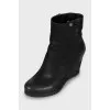 Leather wedge boots