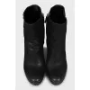 Leather wedge boots
