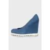 Suede high wedge shoes