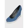 Suede high wedge shoes