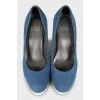 Suede high wedge shoes