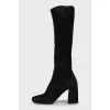 Suede block heel boots