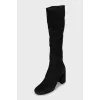 Suede block heel boots