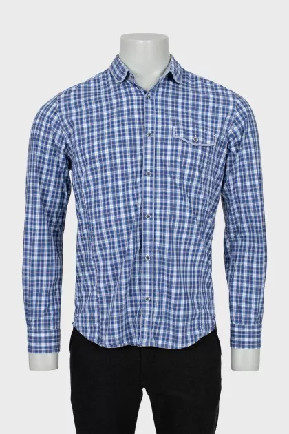 Men's blue checkered shirt