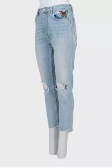 Ripped blue jeans