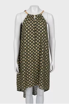 Dark green dress with gold print