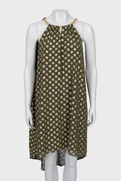 Dark green dress with gold print