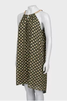 Dark green dress with gold print