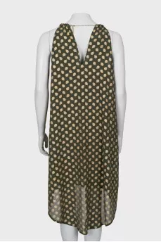Dark green dress with gold print