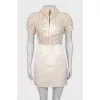 Lace dress with satin hem