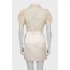 Lace dress with satin hem