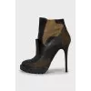 Suede and leather ankle boots