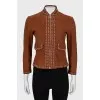 Suede jacket with metal rhinestones