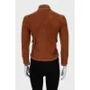 Suede jacket with metal rhinestones