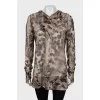 Animal print blouse with hood