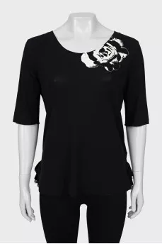 Ribbed T-shirt with ruffled back