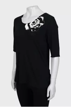 Ribbed T-shirt with ruffled back