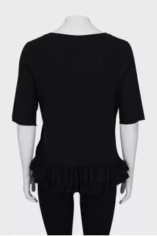 Ribbed T-shirt with ruffled back