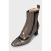 Two-tone perforated ankle boots