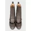Two-tone perforated ankle boots
