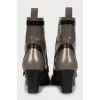 Two-tone perforated ankle boots