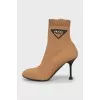 Textile stiletto ankle boots