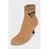 Textile stiletto ankle boots