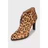 Animal print lace-up ankle boots