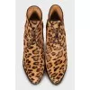 Animal print lace-up ankle boots