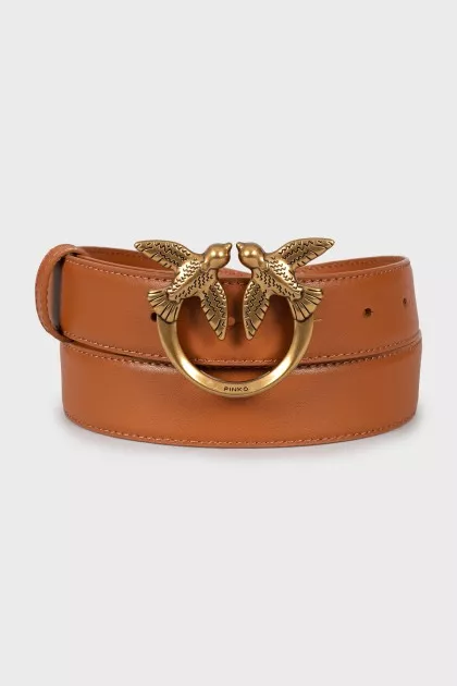 leather belt with brand logo