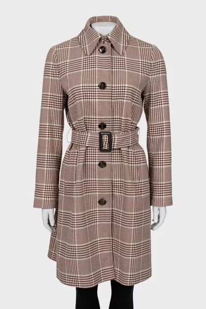 Fitted coat in check print