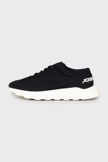 Textile sneakers with logo on the heel