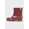Burgundy rubber boots