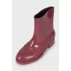 Burgundy rubber boots